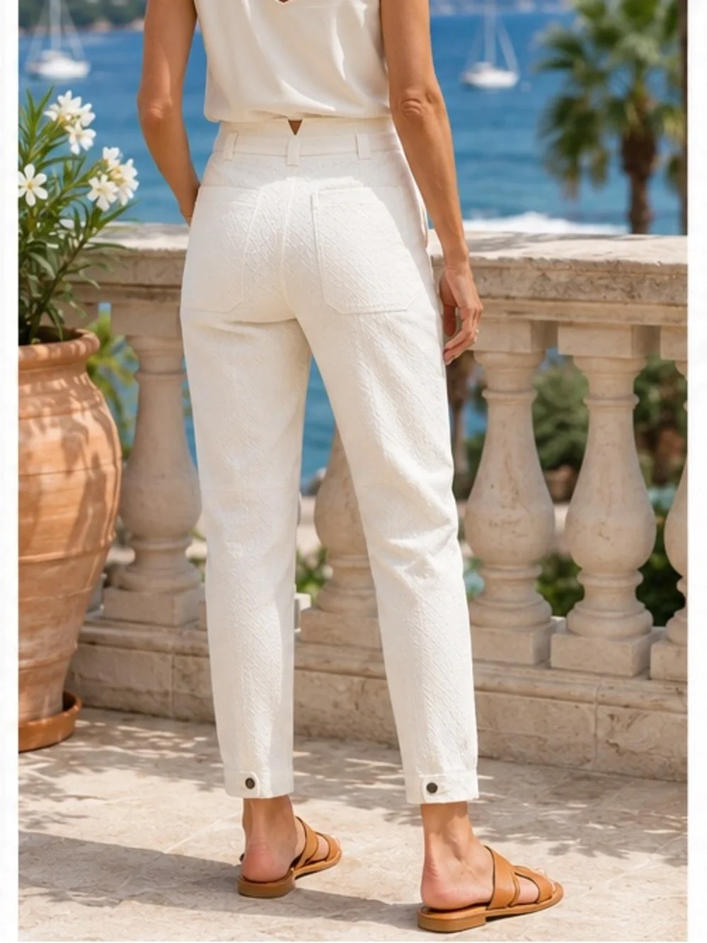 NWT Rag & Bone Abby Stretch Cotton Pants Ivory High Rise  $425. Size 4